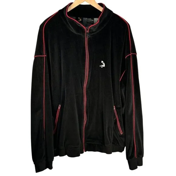 Nike Shaq Shaquille O’Neil Velour Track Jacket Size XL Dunk Black Red NBA Sports - Picture 1 of 7